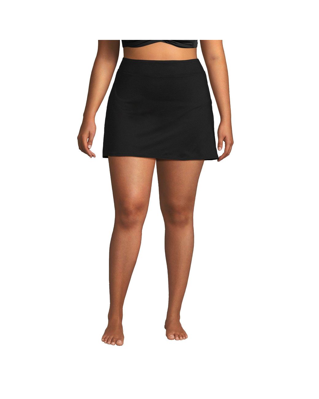 Lands' End Black Plus Tummy Control Swim Skirt