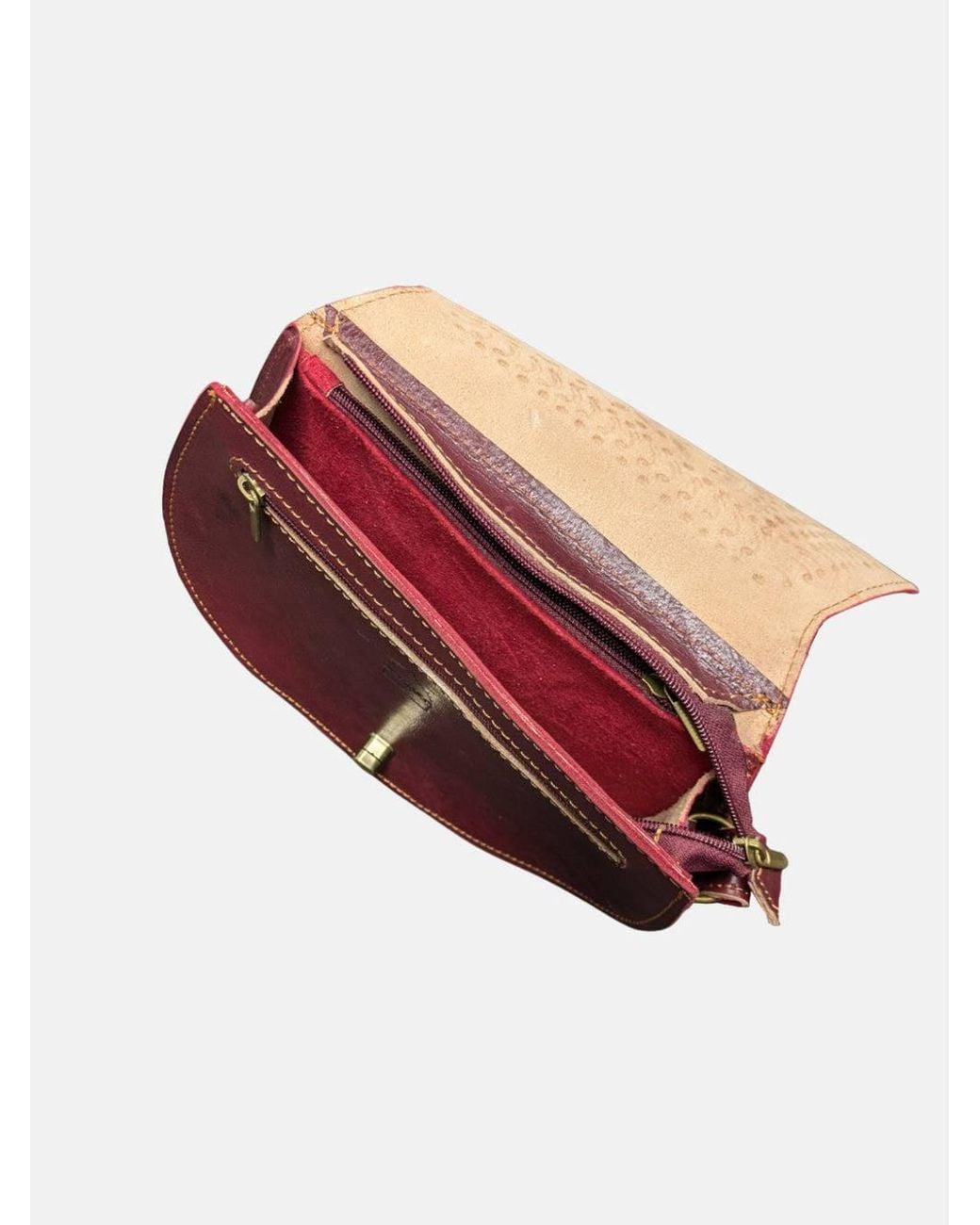 Berber Leather Pink 'The Temara' Embossed Leather Saddle Bag