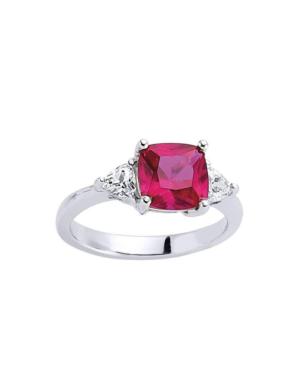Jewelco London Pink Triangle Cushion Cz 4 Claw Solitaire Engagement Ring