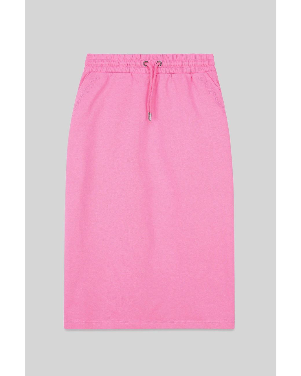 Enorsia Pink Split-Back Terry Jersey Midi Skirt
