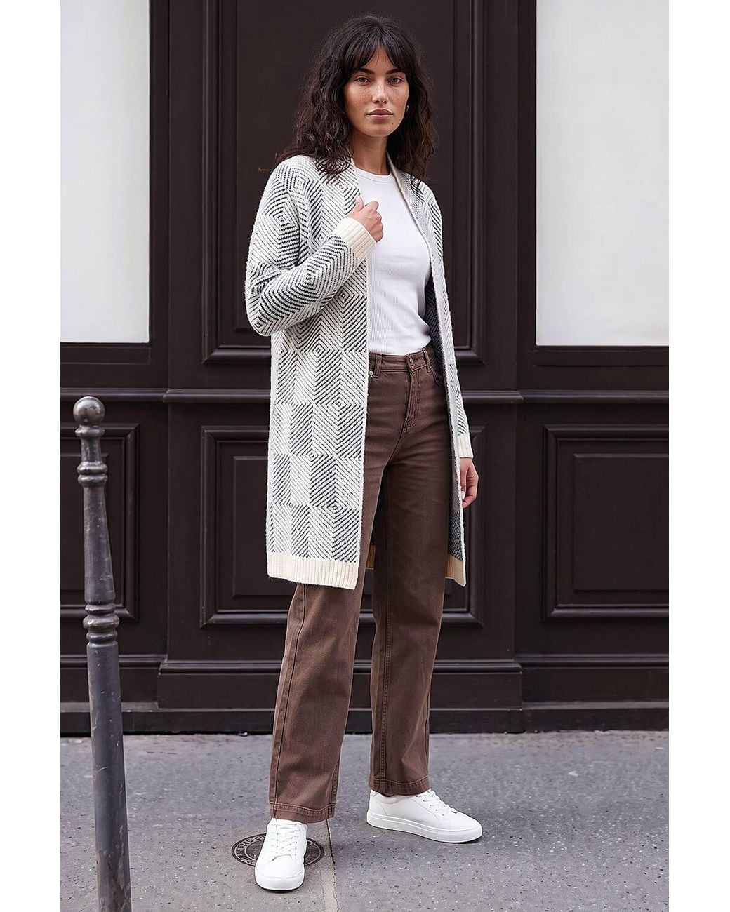 Roman White Soft Pattern Cardigan