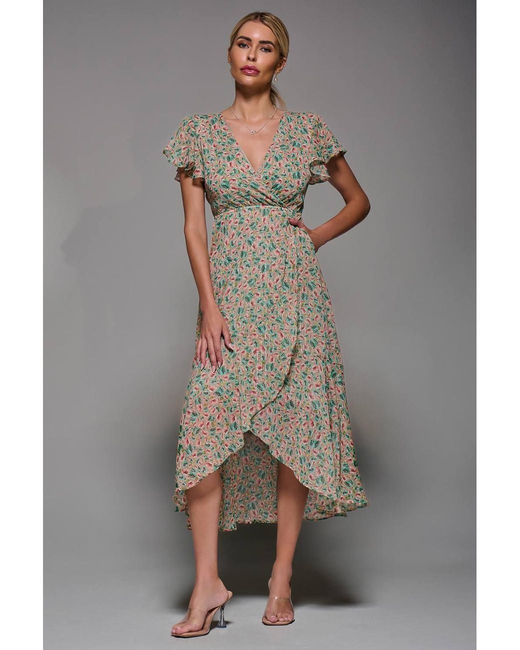 Jolie Moi Gray Petite Hi-Low Dress