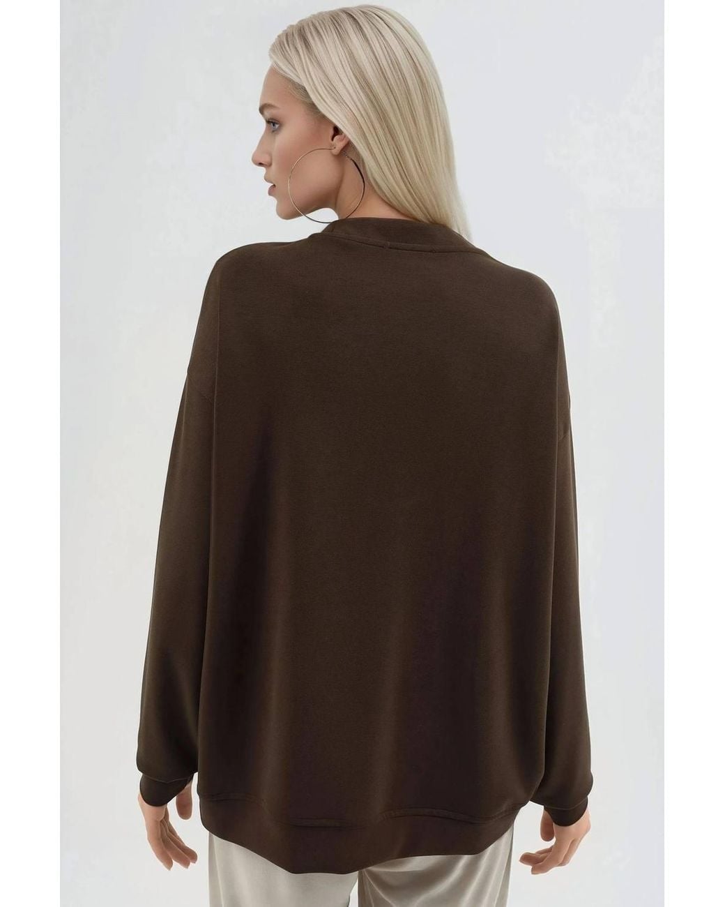 Busem Brown Relaxed Fit Crew Neck Knitted Sweatshirt