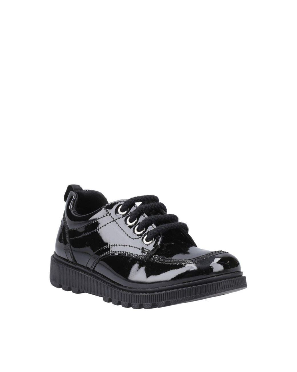 Hush Puppies Black Keeley Lace Up Patent Senior