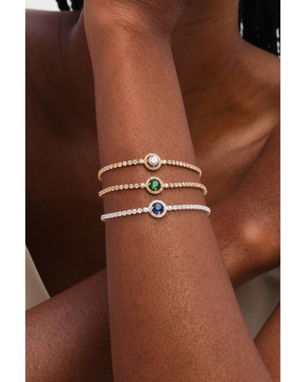 Jon Richard Metallic Plated & Emerald Crystal Stone Bracelet