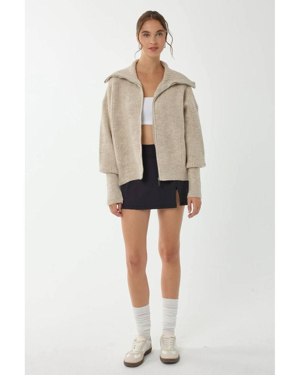Hiccup Natural Regular Fit Zippered Cardigan