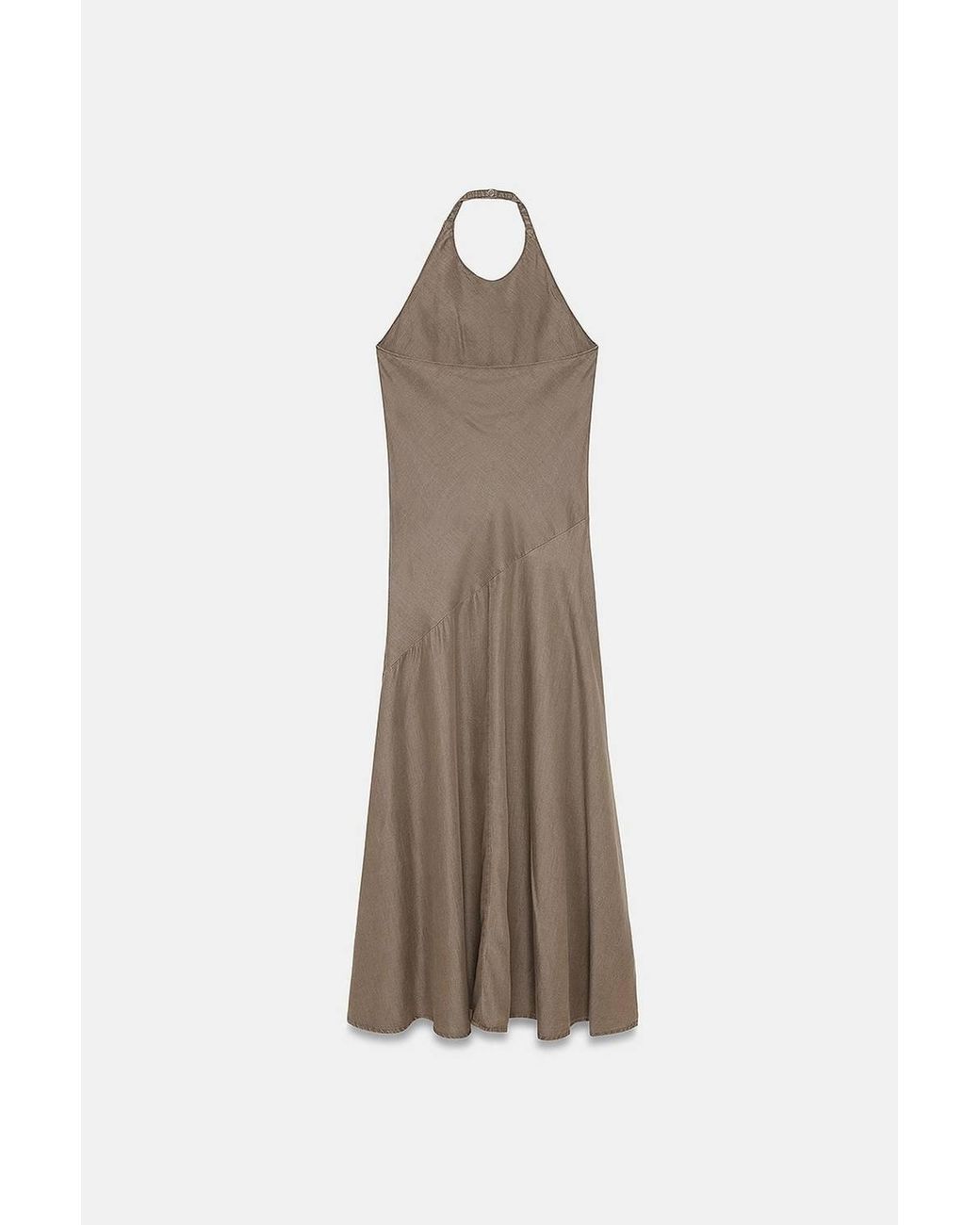 Dilvin Green Tencel Halter Maxi Dress