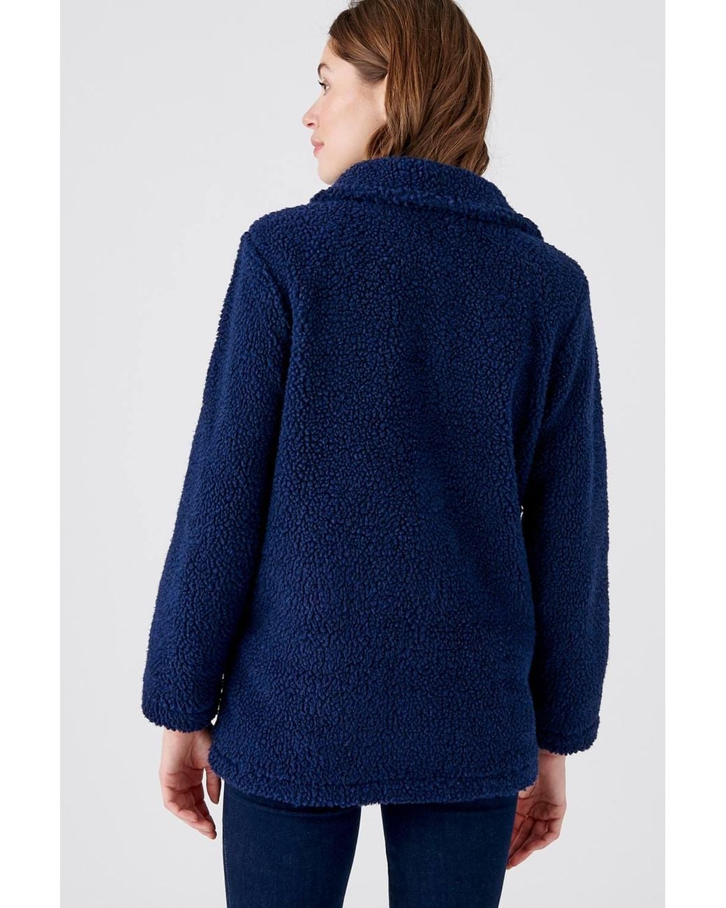 DAMART Blue Sherpa Button-Through Fleece
