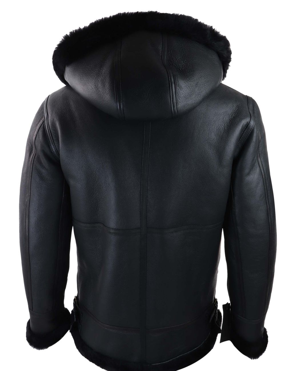 TruClothing Black Sherling Sheepskin Hood Jacket Aviator for men