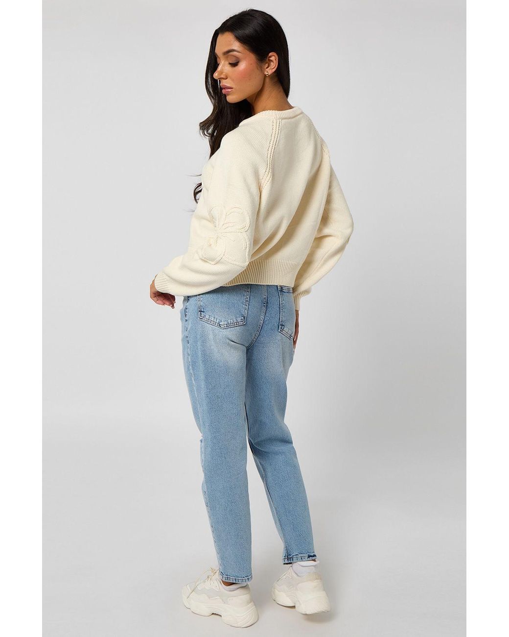 Urban Bliss Blue Embroidered Raglan Jumper