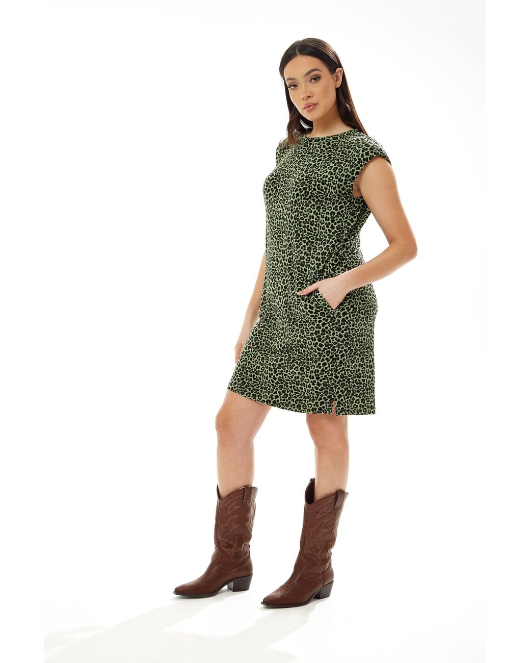 Liquorish Green Padded Shoulder Dress