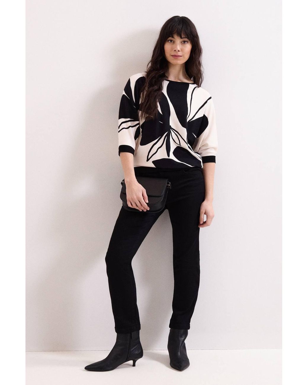 Phase Eight Black Printed Round Neck Knit Faith Jumper