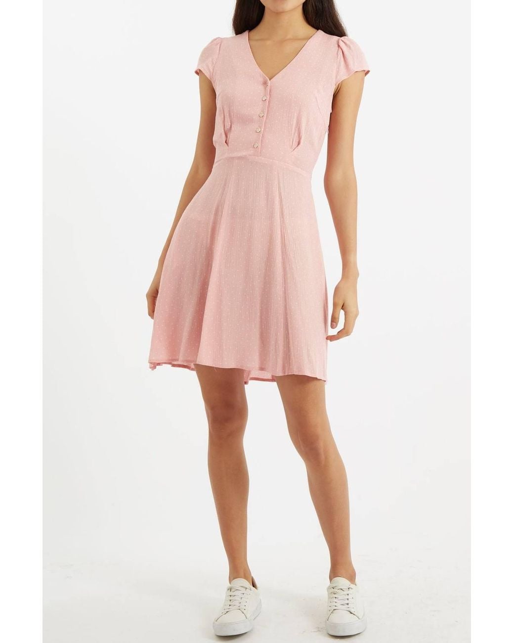 Louche Pink Cathleen Mini Petite Dot Tea Dress