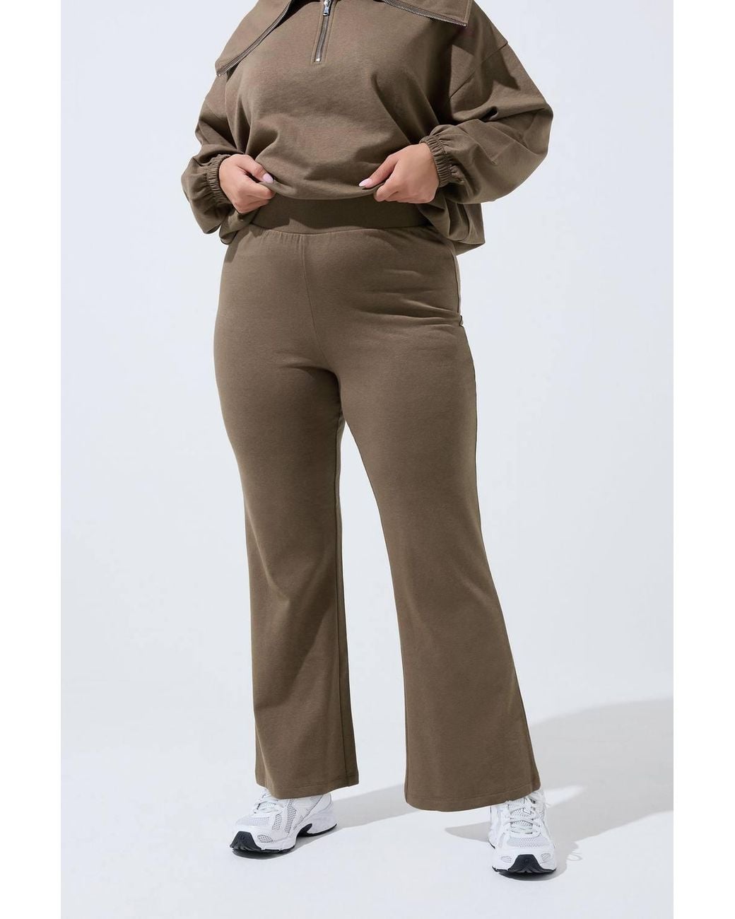 Yours Brown Slim Flare Joggers