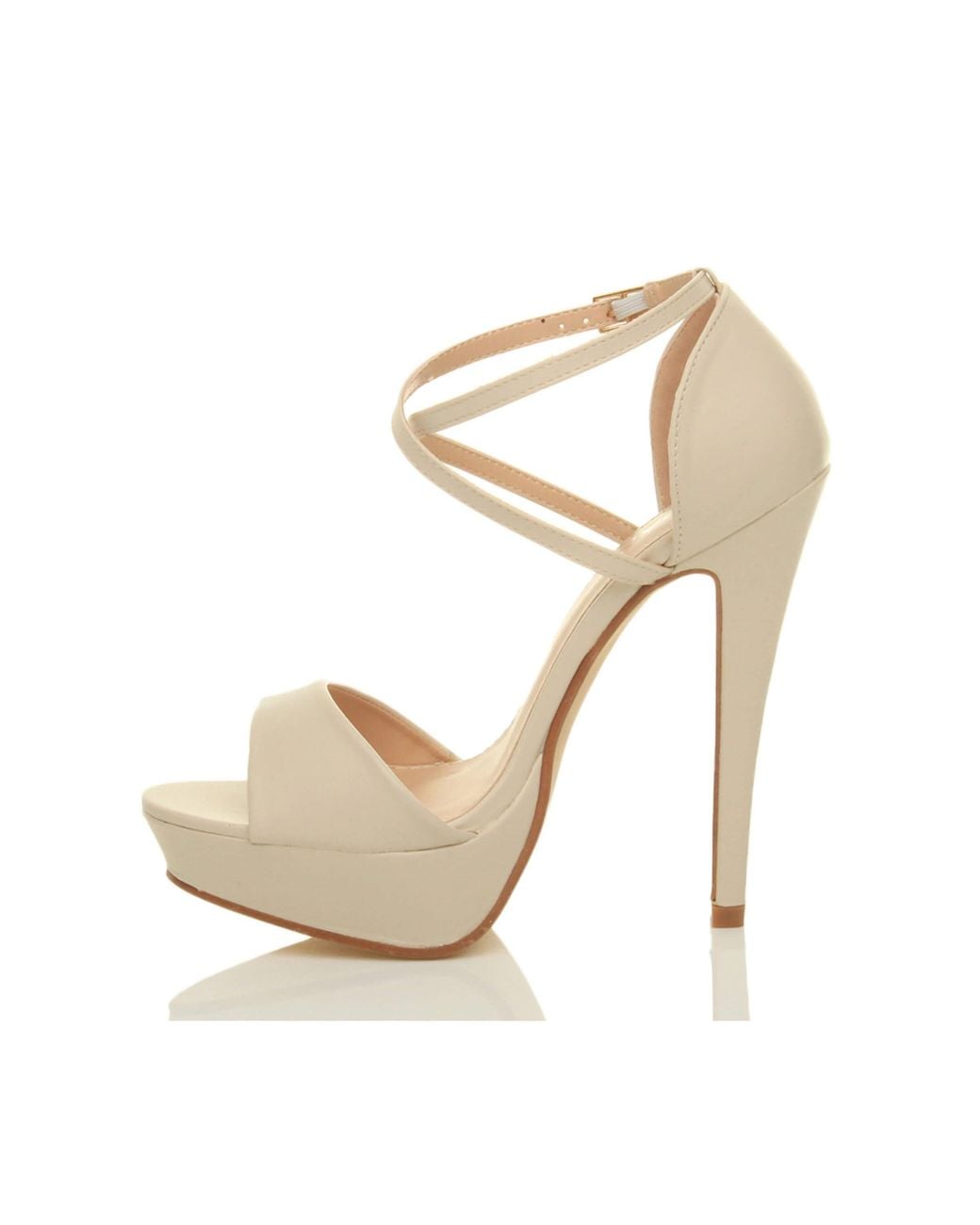 AJVANI Metallic High Heel Crossed Straps Platform Sandals