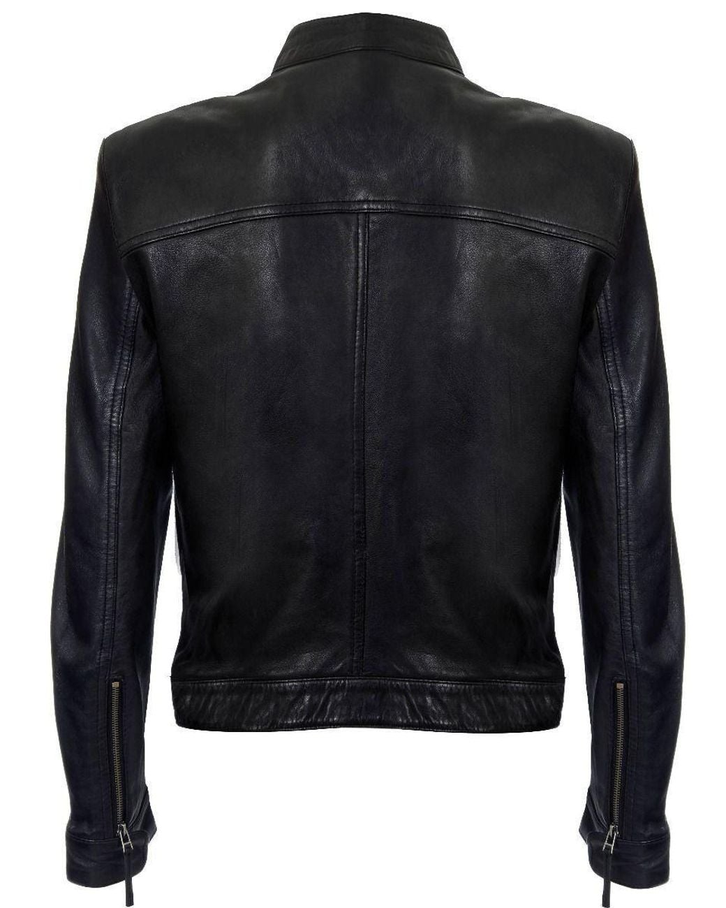 Infinity Leather Black Classic Fitted Leather Biker Jacket-Austin for men