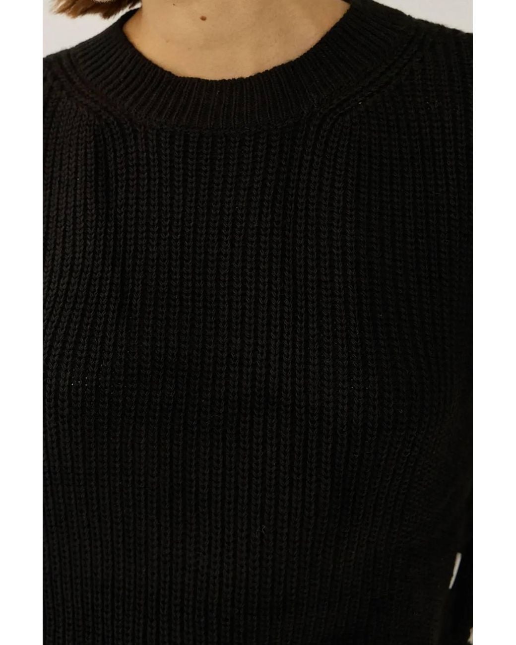 Hiccup Black Relaxed Fit Knitted Sweater