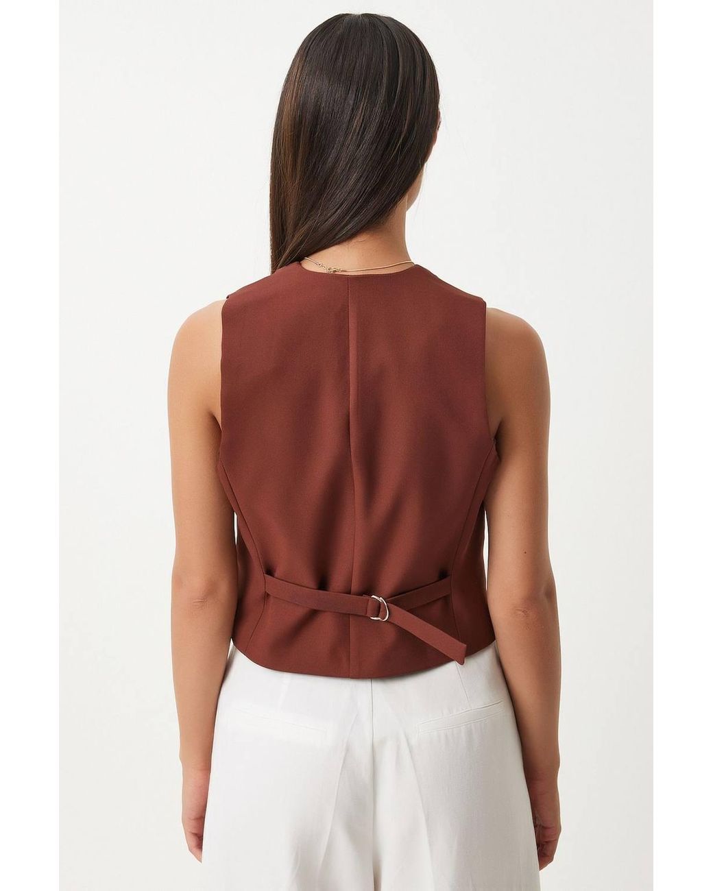 Happiness İstanbul Red Crop Button Waistcoat