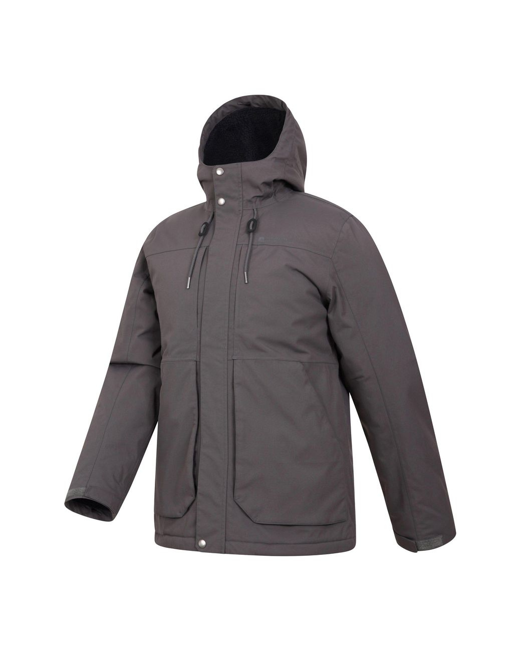 Mountain Warehouse Gray 'Coastline' Breathable Fleece Lined Waterproof Hooded Borg Jacket for men