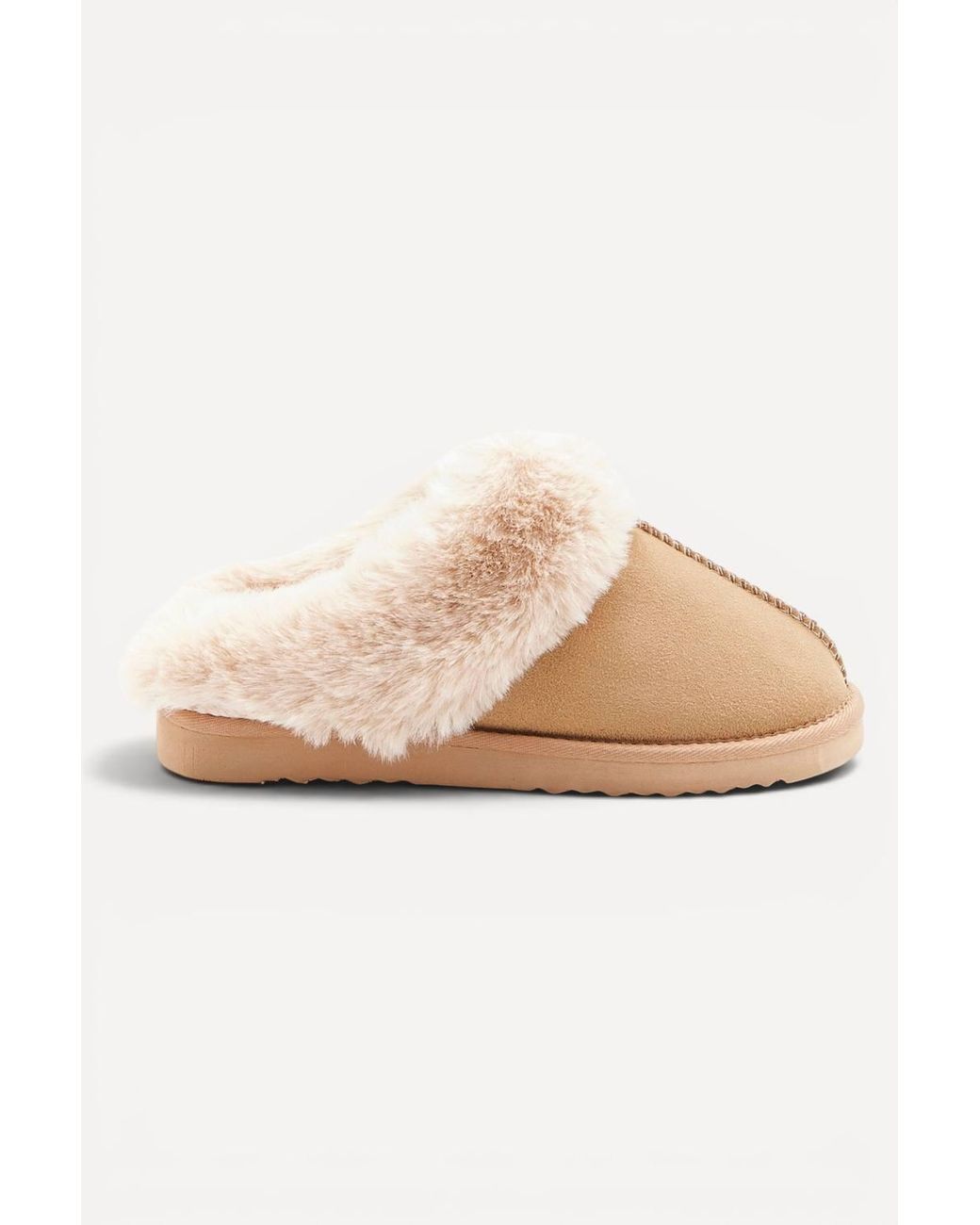DAMART Natural Faux Fur Lined Thermal Mule Slippers