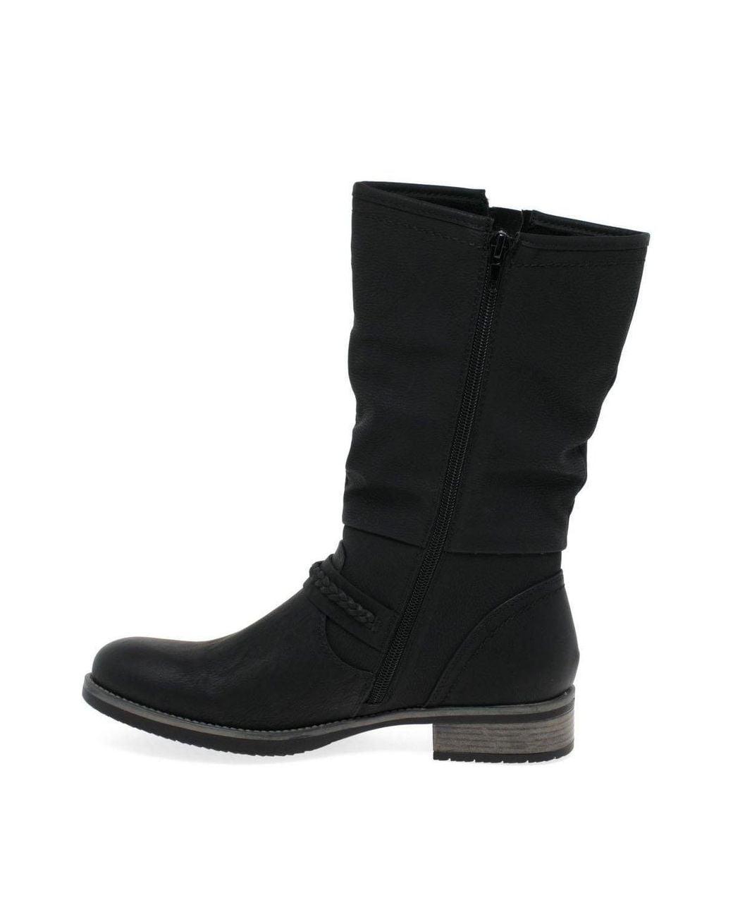 Rieker Black 'Estella' Calf Length Slouch Boots