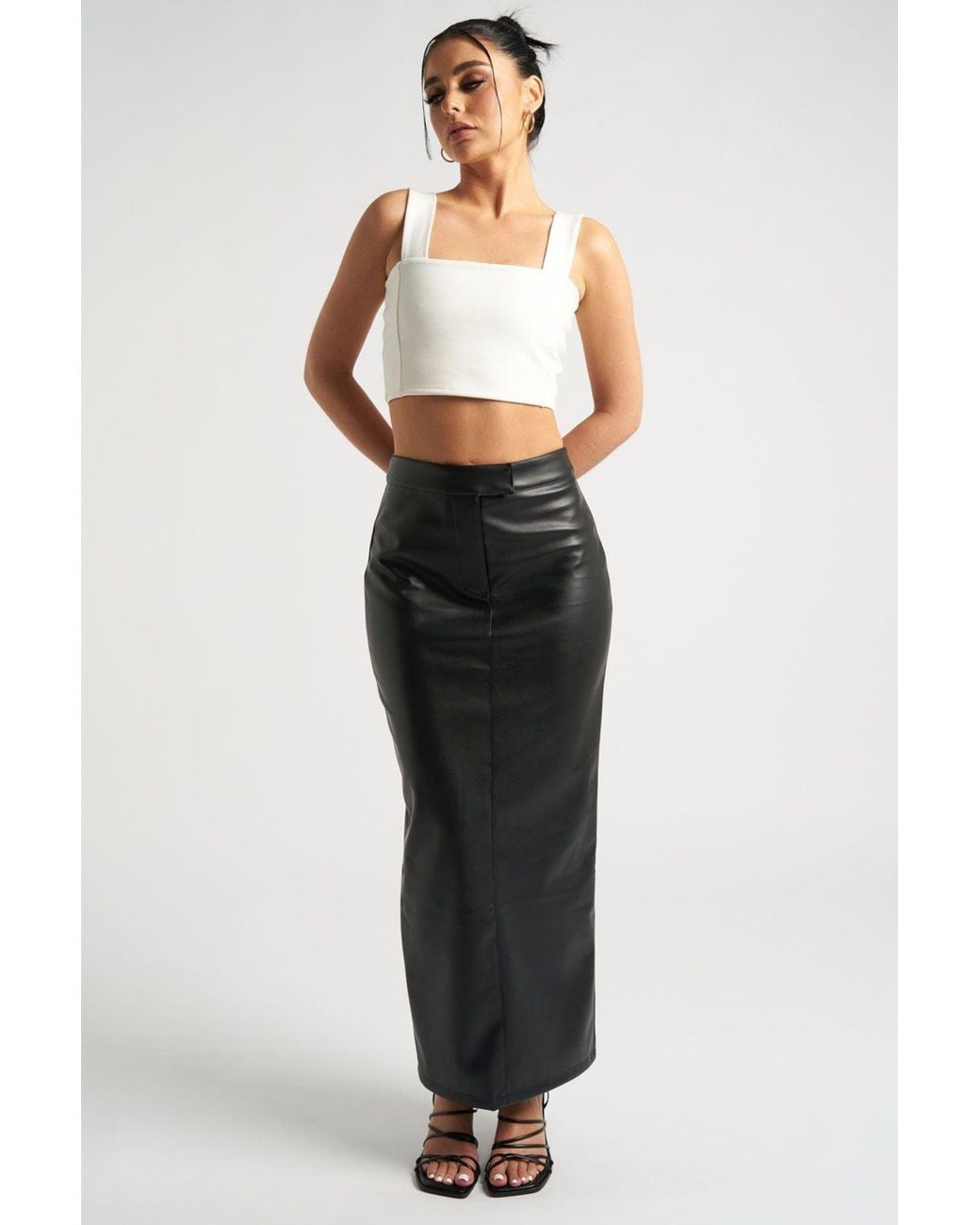 Urban Bliss Black Pu Column Maxi Skirt
