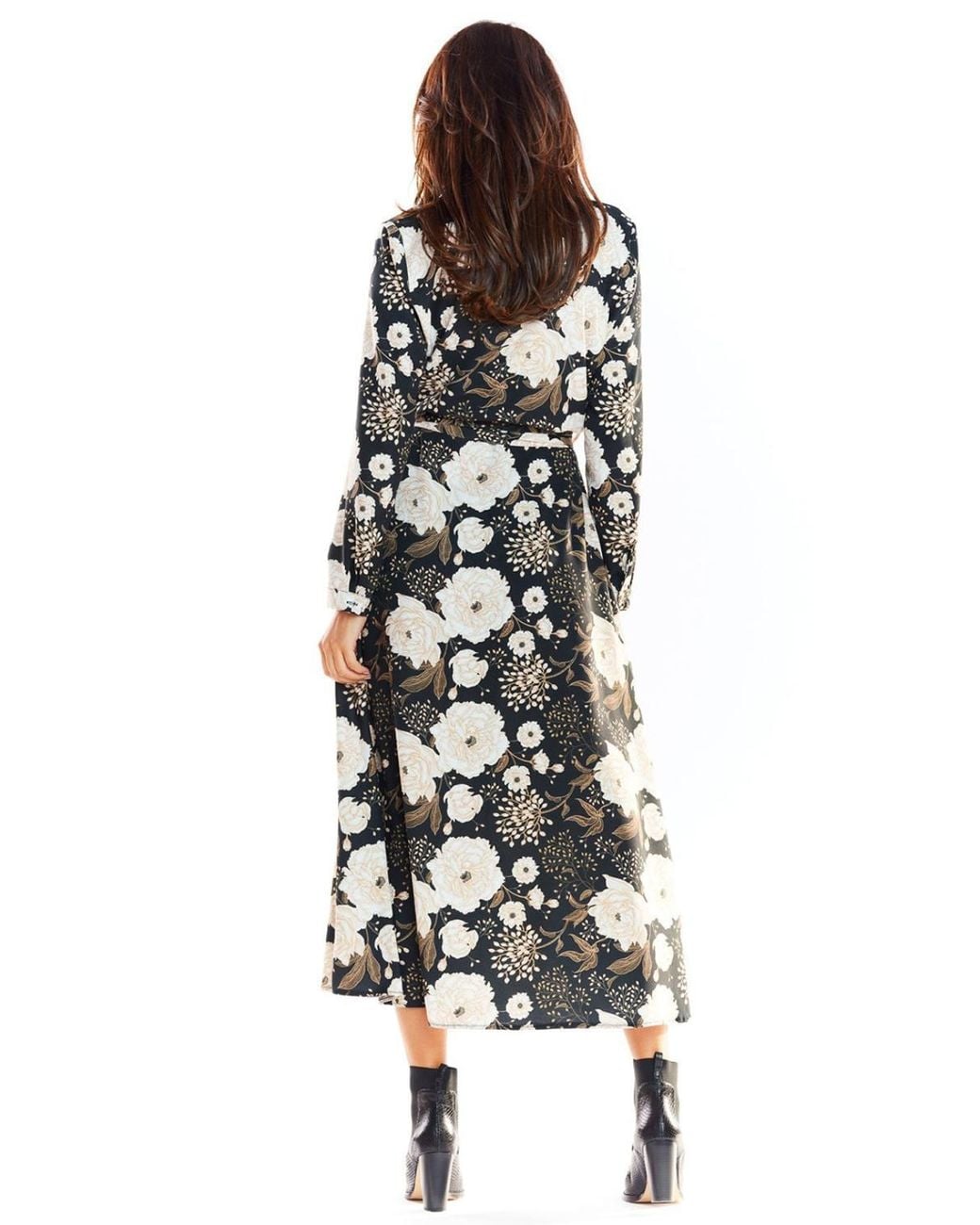 Love Lace White Winter Printed Long Sleeve A-Line Dress