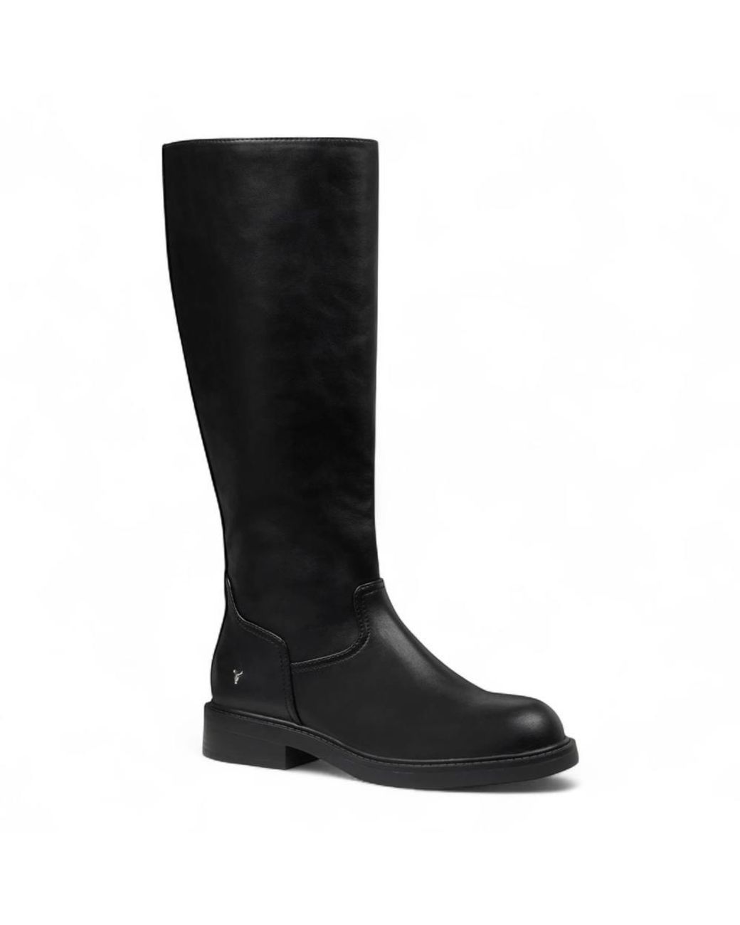 TruClothing Black Faux Leather Knee High Tall Boots