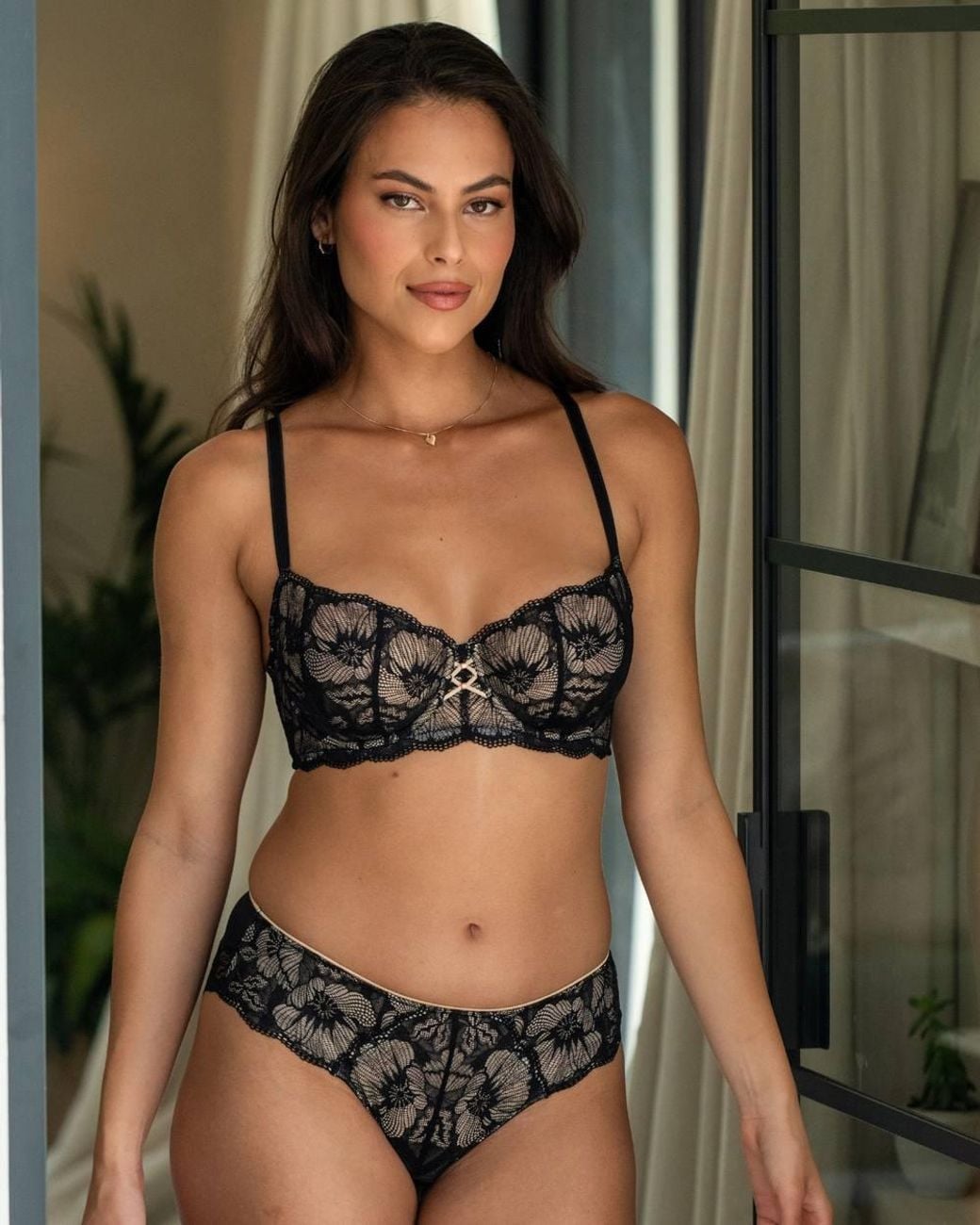 Pour Moi Black Atelier Lace Brazilian Brief