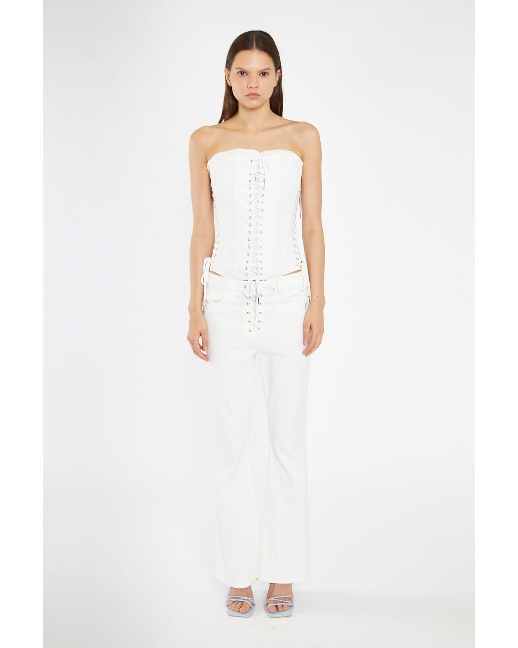 Shnoo White Lace-Up Corset