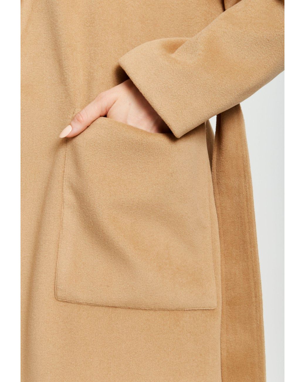 Liquorish Natural Belted Longline Coat