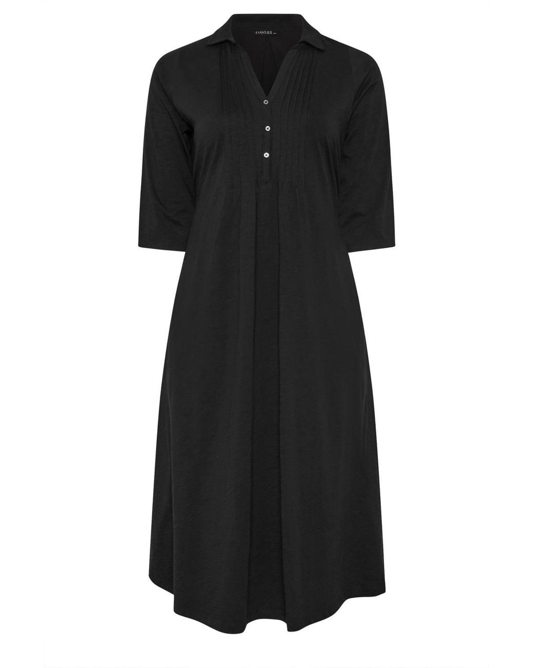 Evans Black Henley Cotton Dress