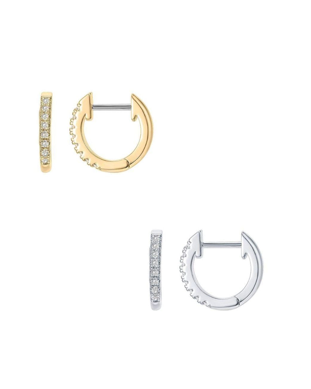 Lovii Metallic Classic Zircon-Embellished Mini Hoop Earrings