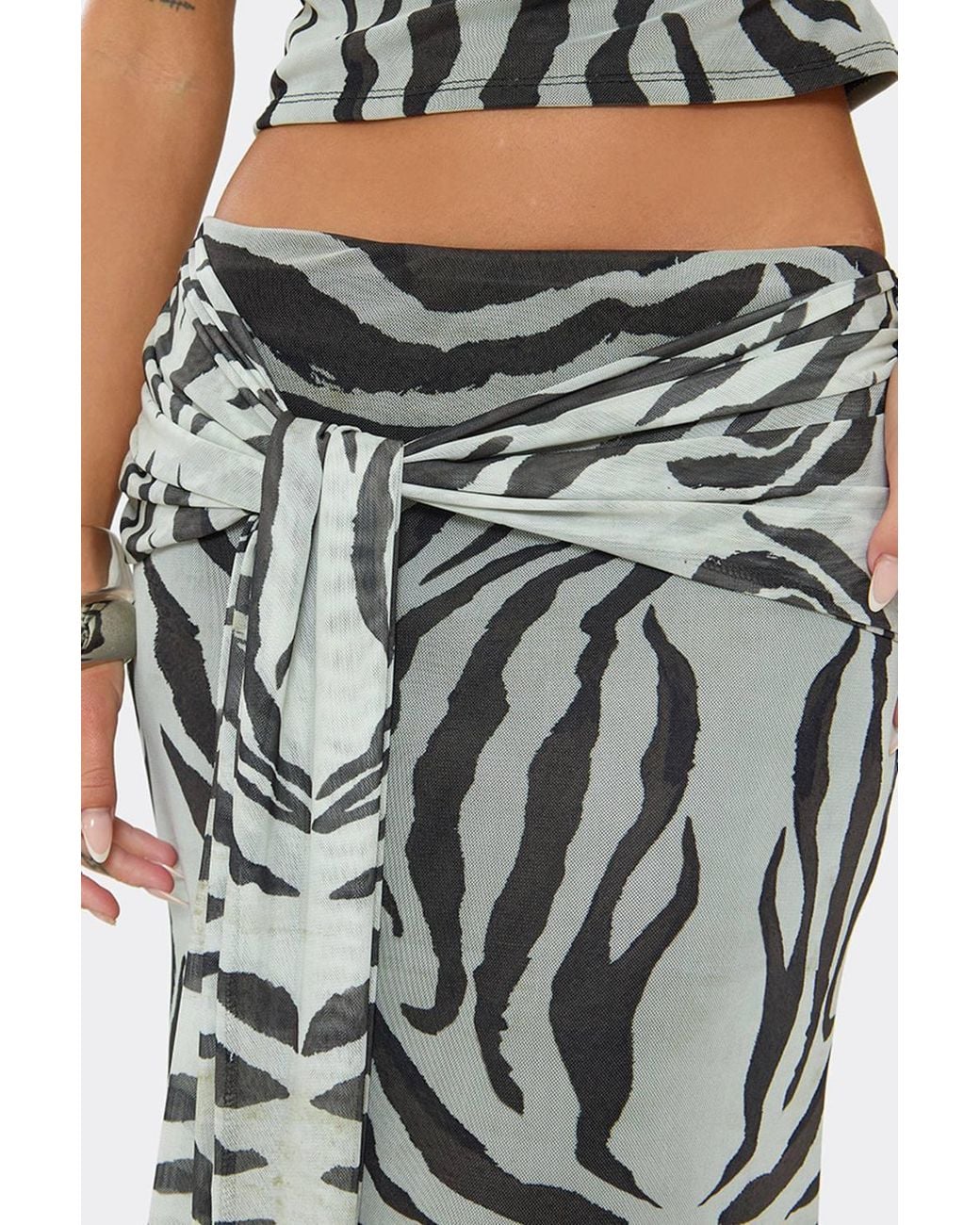EGO Metallic Drape Maxi Skirt