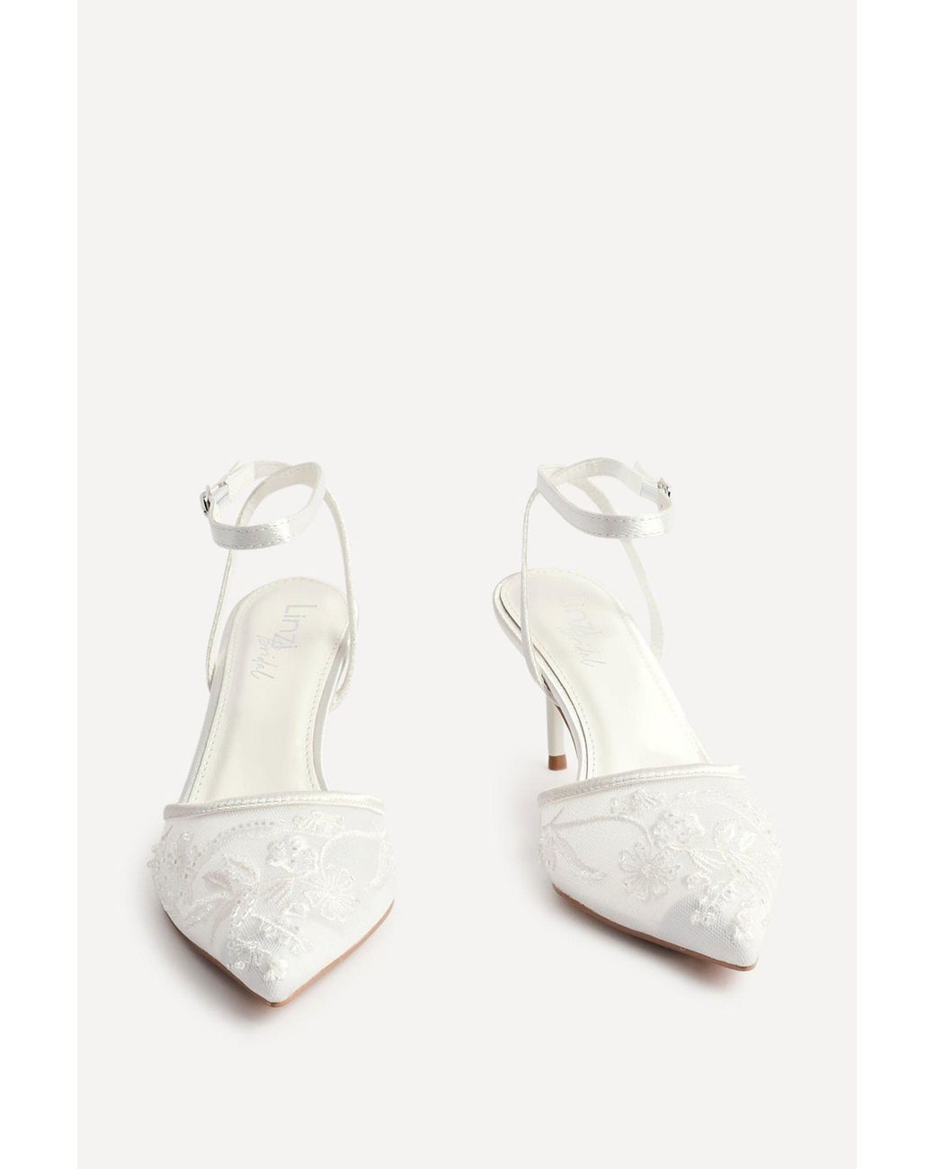 Linzi White Serenade Bridal Ivory Beaded Mesh Court Heels