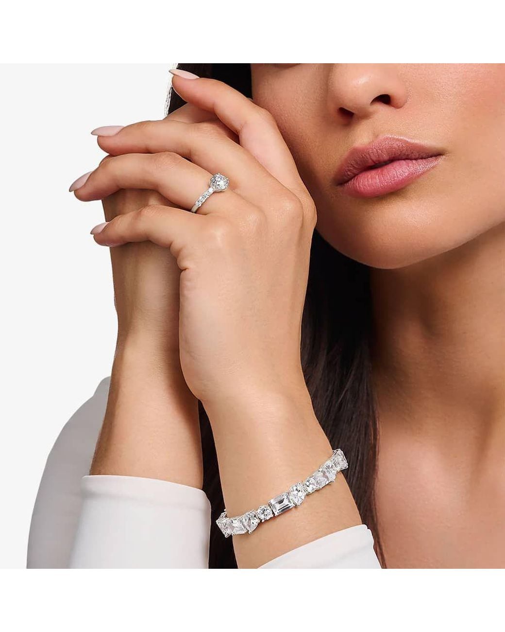 Thomas Sabo Metallic Solitaire Cubic Zirconia Ring Tr2440-051-14-56