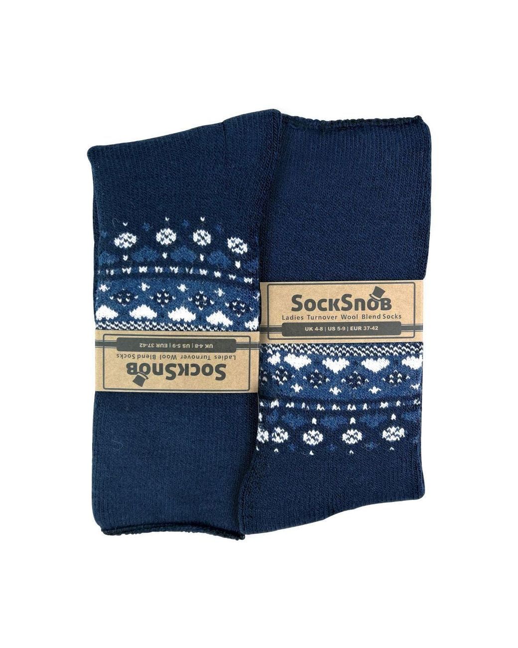 Sock Snob Blue 1 Pack Turn Over Top Warm Nordic Bed Socks For Winter