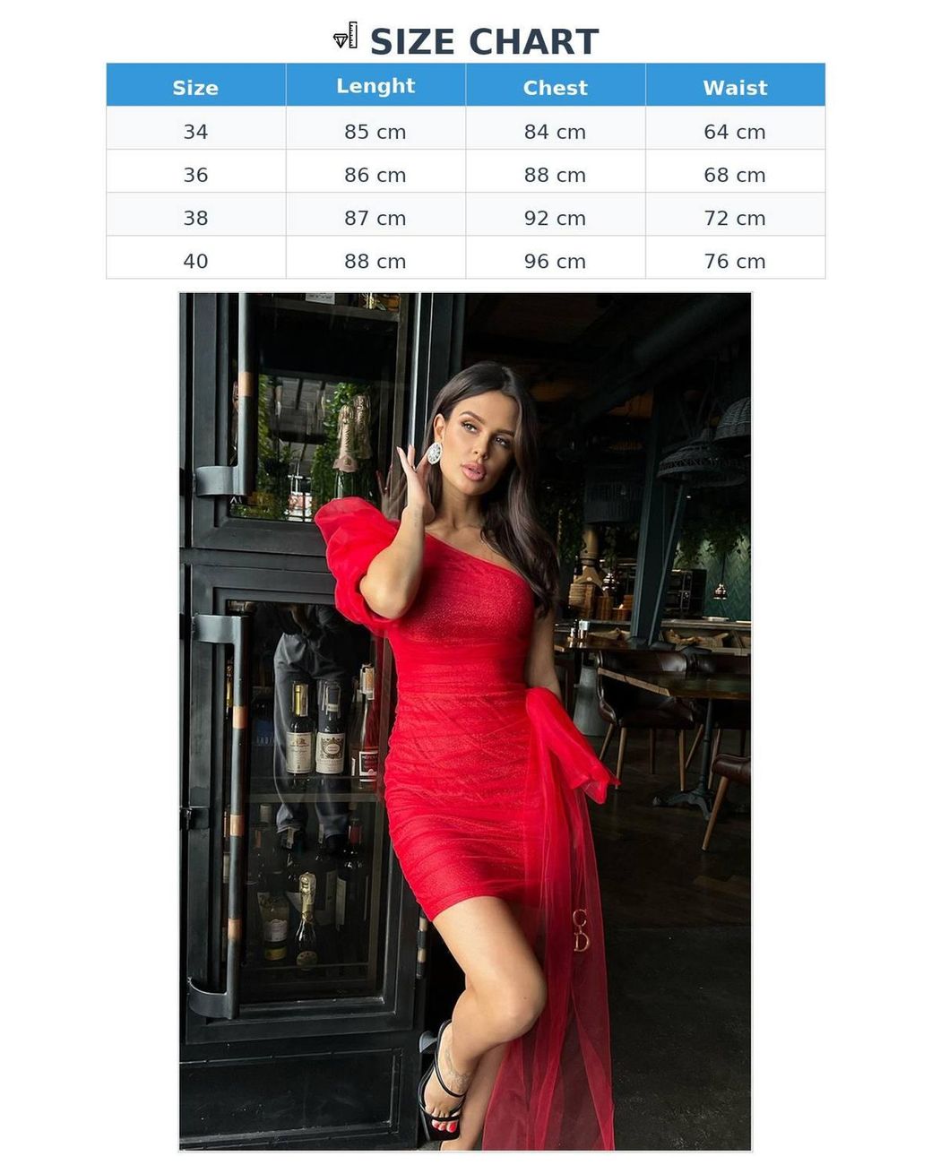 Love Lace Red One Shoulder Shimmer Mesh Mini Dress