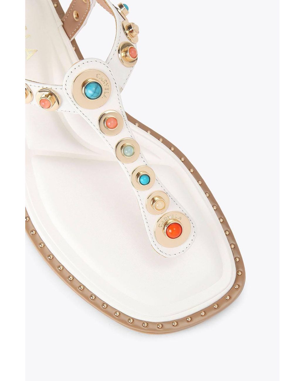 Carvela Kurt Geiger White 'Amalfi T Bar Flat Sandal' Leather Sandals