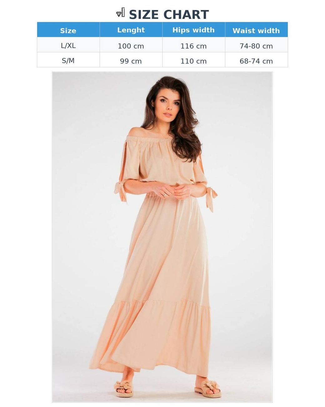 Love Lace Natural Long Viscose Maxi Skirt With Frill Waist