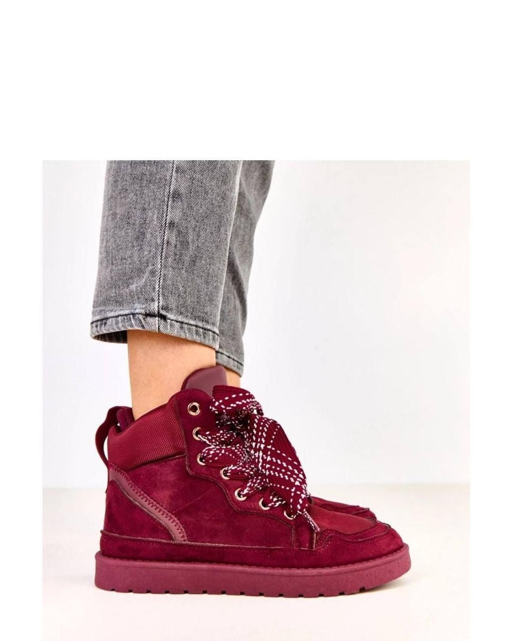 Love Lace Red Modern Suede Like Sport Sneakers With Subtle Platform Comfort