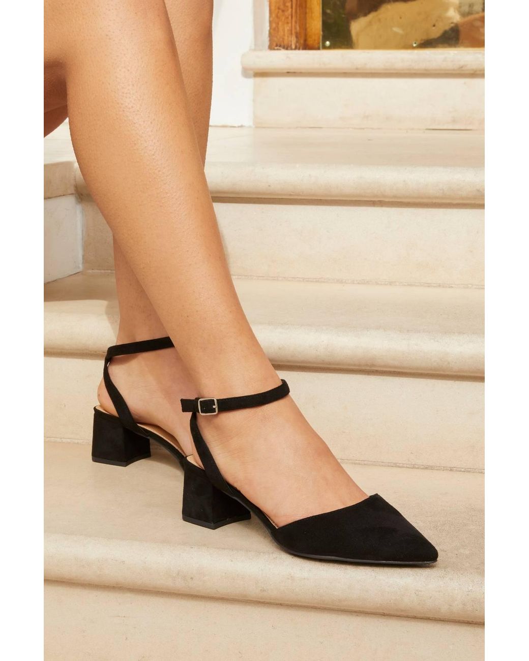 Linzi White Suzy Wide Fit Faux Suede Court Heel
