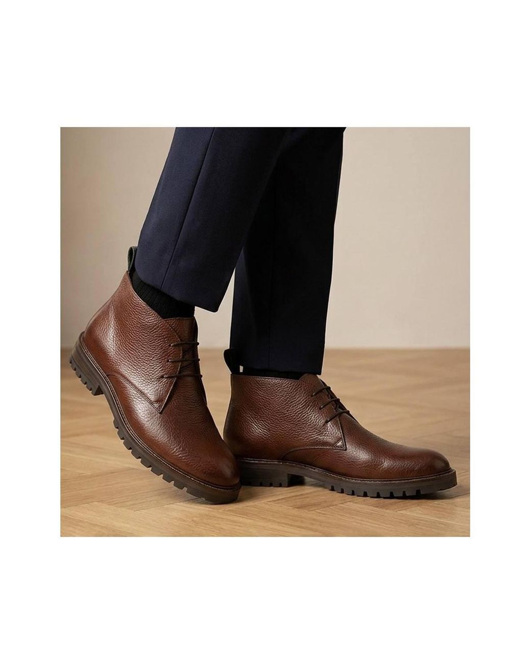 Jones Bootmaker Brown Galvano Leather Cushioned Chukka Boots for men