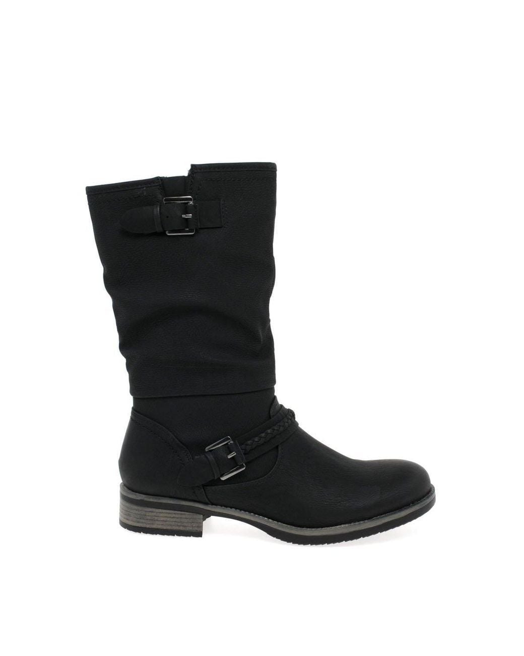 Rieker Black 'Estella' Calf Length Slouch Boots