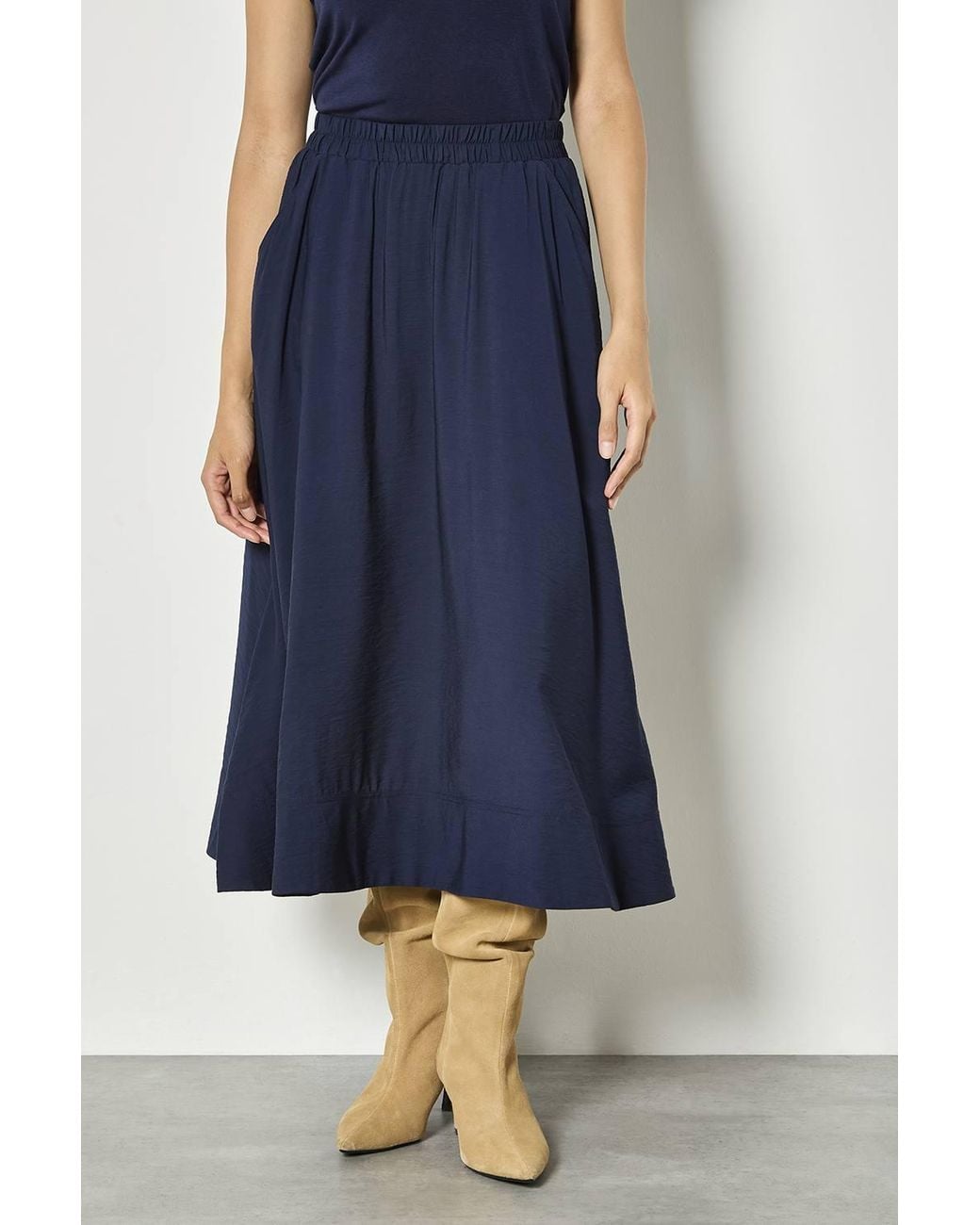 Apricot Blue A-Line Midaxi Skirt