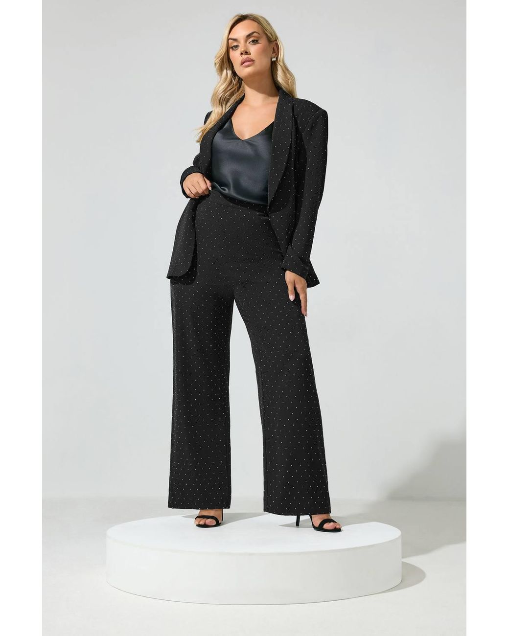 Yours Black Stud Straight Leg Trousers
