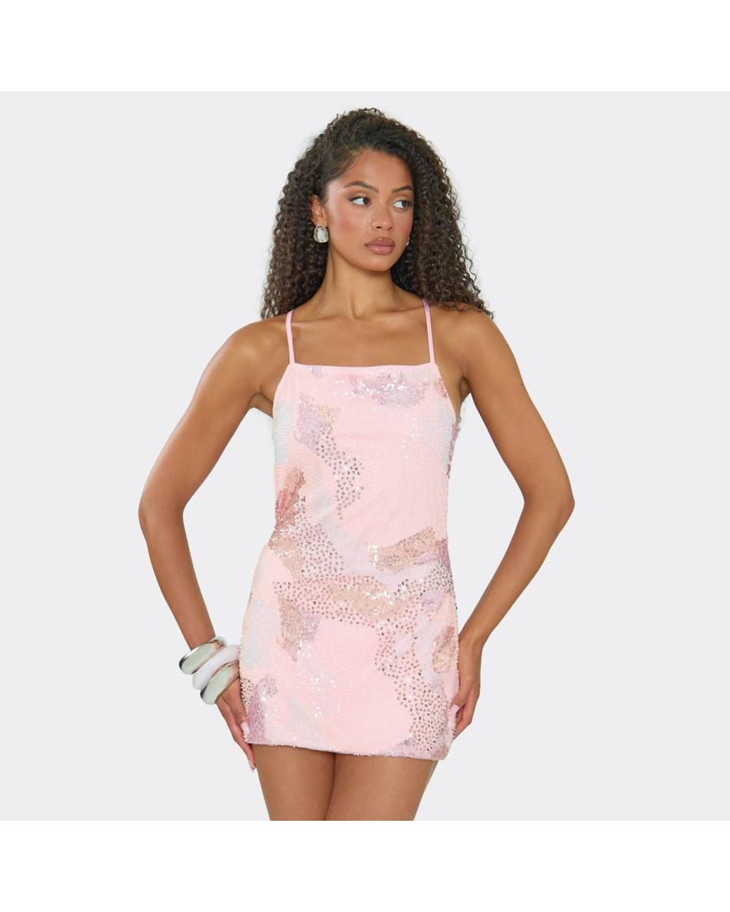 EGO Pink Strappy Cross Back Mini Dress