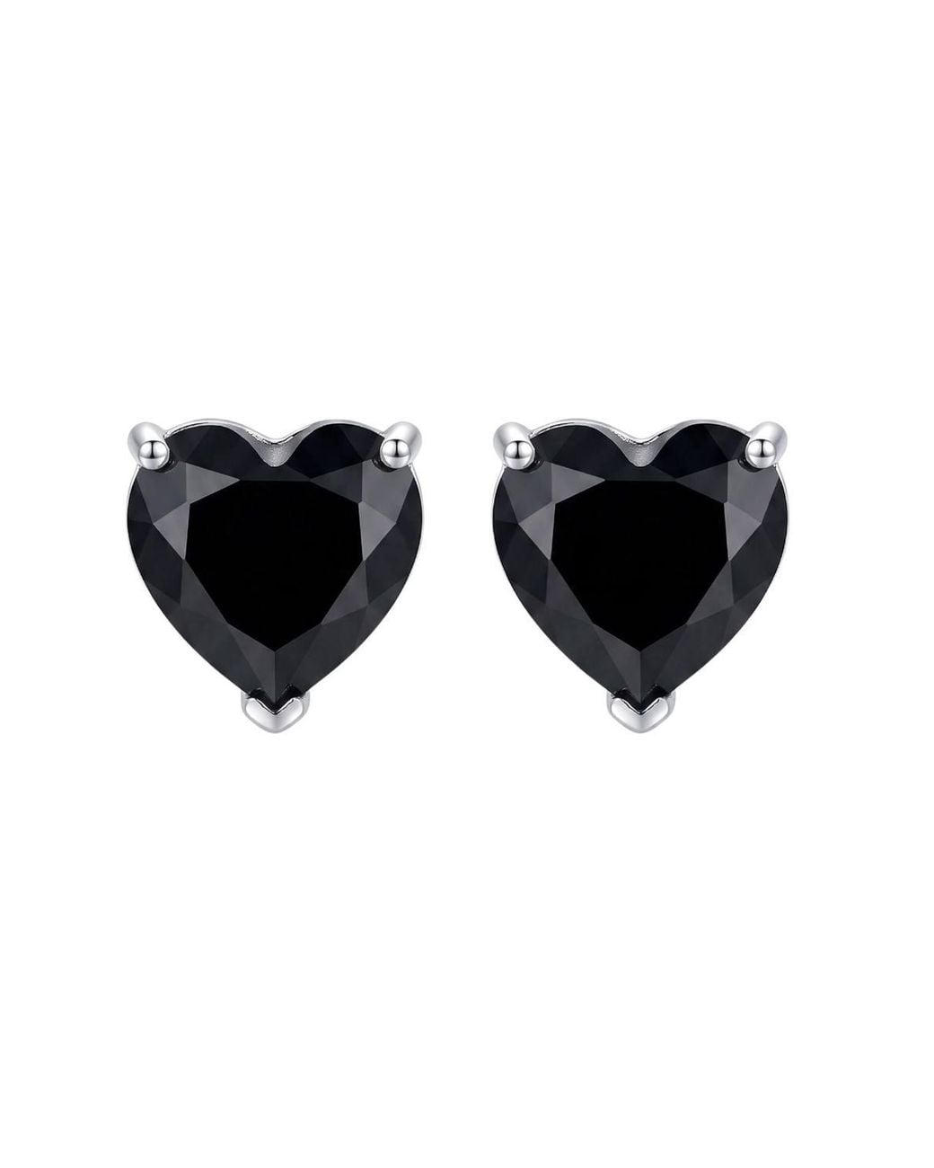 Latelita London Black Amore Heart Spinel Stud Earrings