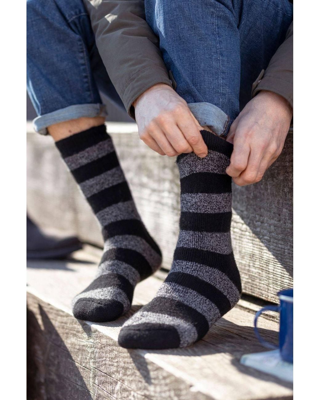 Heat Holders Black Twist Patterned Thick Winter Warm Thermal Socks for men
