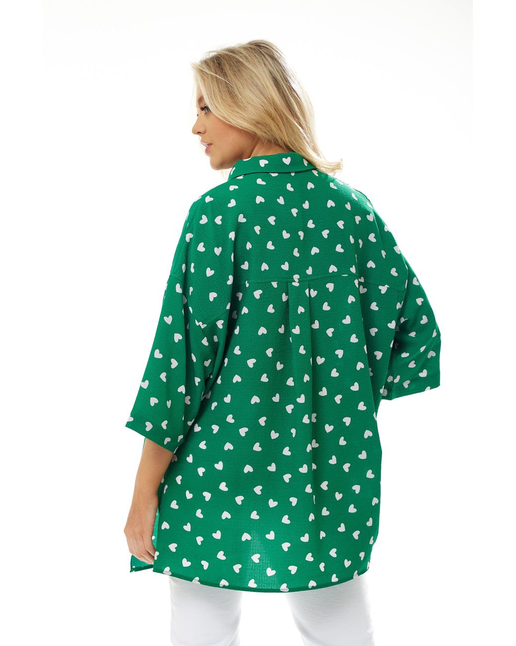 Liquorish Green Heart Print Shirt